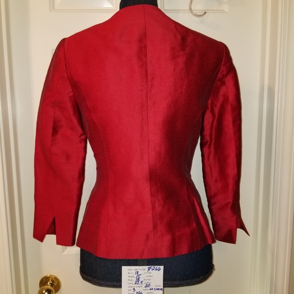 ✅#266 Preowned Georgiou Studio Red Linen Jacket 4 - Picture 2 of 9